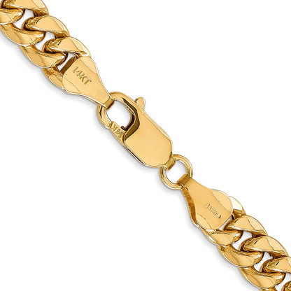 14k Yellow Gold 6.75mm Semi-Solid Miami Cuban Chain Necklace