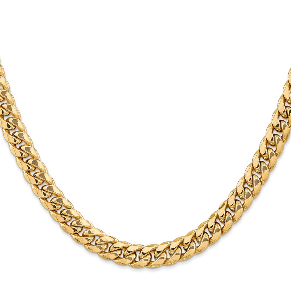 14k Yellow Gold 7.3mm Semi-Solid Miami Cuban Chain Necklace
