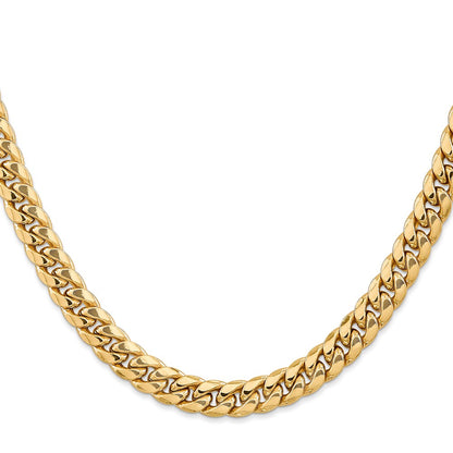 14k Yellow Gold 7.3mm Semi-Solid Miami Cuban Chain Necklace