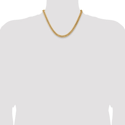14k Yellow Gold 7.3mm Semi-Solid Miami Cuban Chain Necklace