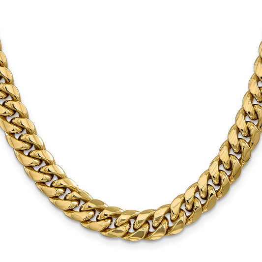 14k Yellow Gold 9.3mm Semi-Solid Miami Cuban Chain Necklace