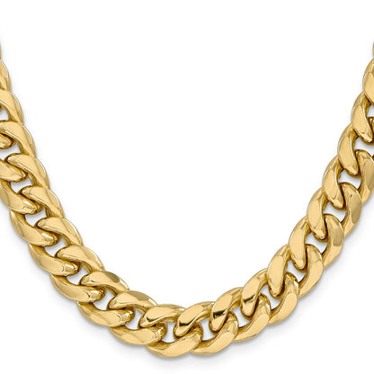 14k Yellow Gold 11mm Semi-Solid Miami Cuban Chain Necklace