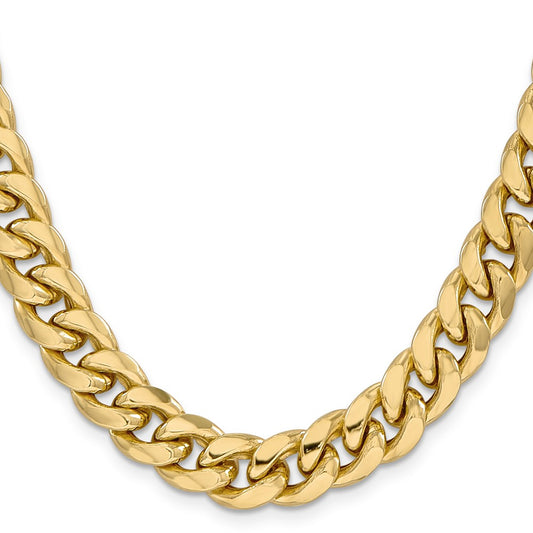 14k Yellow Gold 11mm Semi-Solid Miami Cuban Chain Necklace