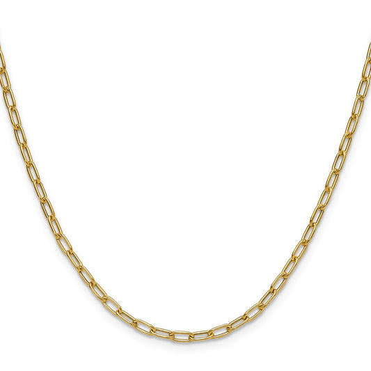14k Yellow Gold 3.0mm Semi-Solid Paperclip Chain Necklace