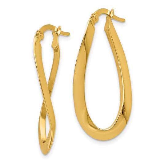 14k Yellow Gold Polished Oval Hoop Earrings
