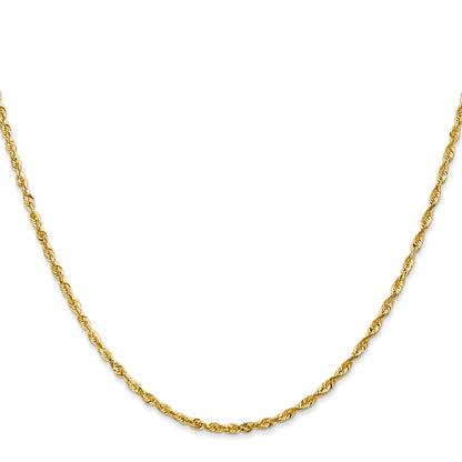 10k Yellow Gold 2mm Diamond-Cut Lightweight Rope Chain Necklace