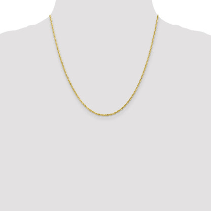 10k Yellow Gold 2mm Diamond-Cut Lightweight Rope Chain Necklace