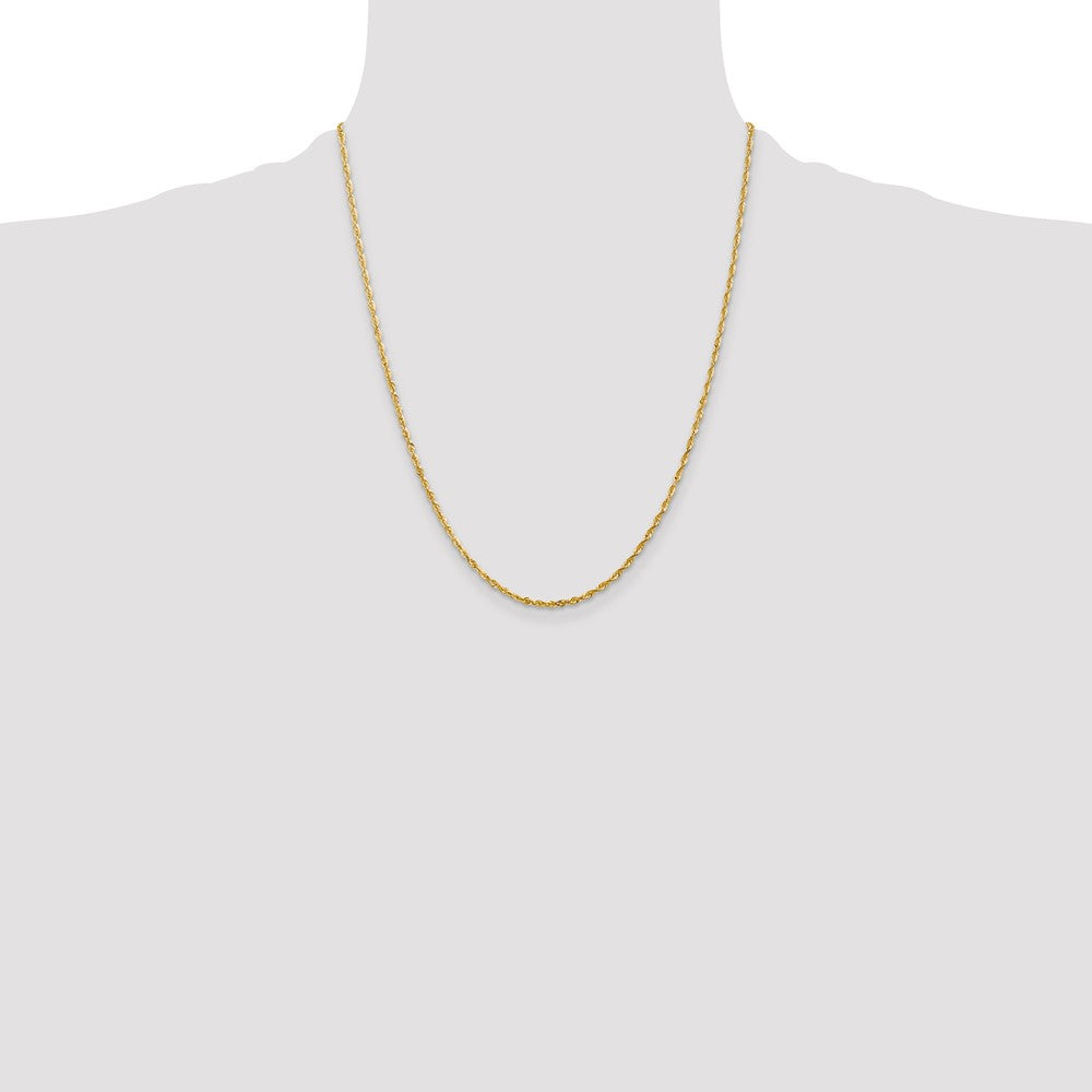 10k Yellow Gold 2mm Diamond-Cut Lightweight Rope Chain Necklace