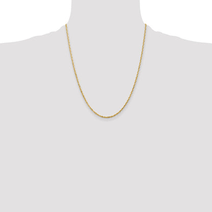 10k Yellow Gold 2mm Diamond-Cut Lightweight Rope Chain Necklace