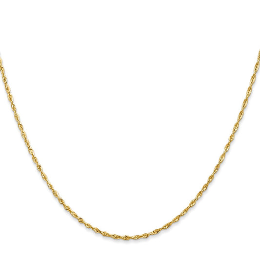 10k Yellow Gold 2.5mm Diamond-Cut Lightweight Rope Chain Necklace