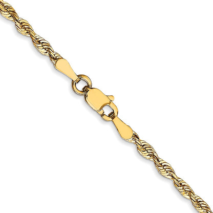 10k Yellow Gold 2.5mm Diamond-Cut Lightweight Rope Chain Necklace