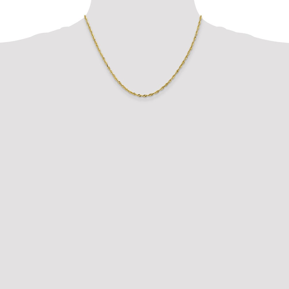 10k Yellow Gold 2.5mm Diamond-Cut Lightweight Rope Chain Necklace