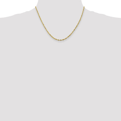 10k Yellow Gold 2.5mm Diamond-Cut Lightweight Rope Chain Necklace