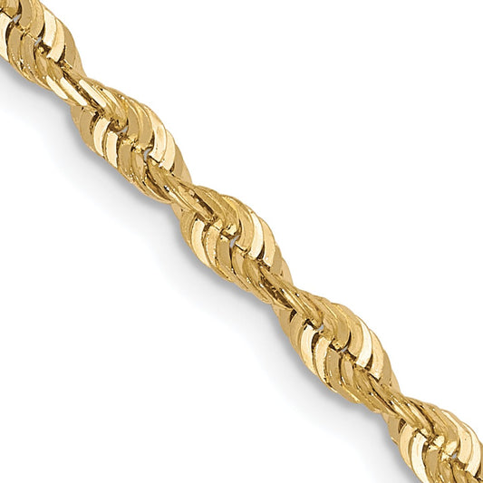 10k Yellow Gold 2.5mm Diamond-Cut Lightweight Rope Chain Necklace