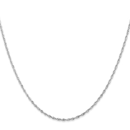 10K White Gold 2.5mm Diamond-Cut Lightweight Rope Chain Necklace