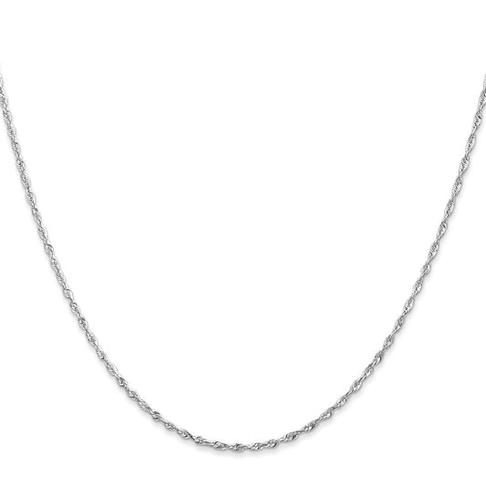 10K White Gold 2.5mm Diamond-Cut Lightweight Rope Chain Necklace
