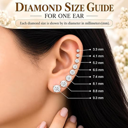 0.25ct to 6ct Round Lab-Grown Solitaire Diamond 14K Gold Stud Earrings (D-E Color, VS Clarity)