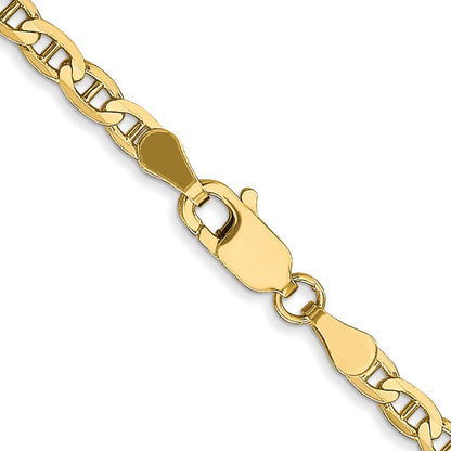 10k Yellow Gold 3mm Concave Anchor Chain Necklace