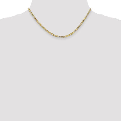 10k Yellow Gold 3mm Concave Anchor Chain Necklace