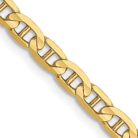 10k Yellow Gold 3mm Concave Anchor Chain Necklace