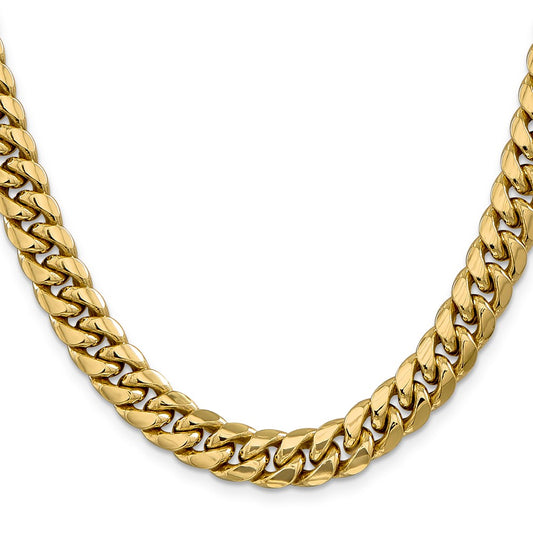 10k Yellow Gold Semi-Solid 9.3mm Miami Cuban Chain Necklace