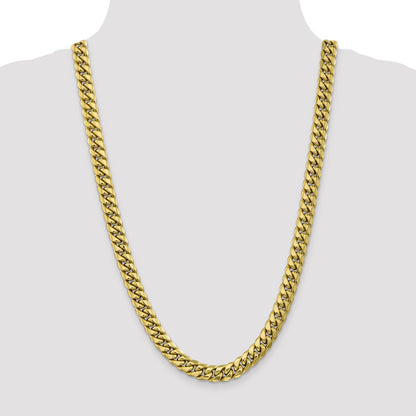 10k Yellow Gold Semi-Solid 9.3mm Miami Cuban Chain Necklace