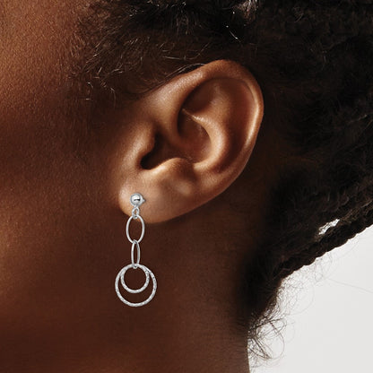 14K White Gold Post Dangle Earrings