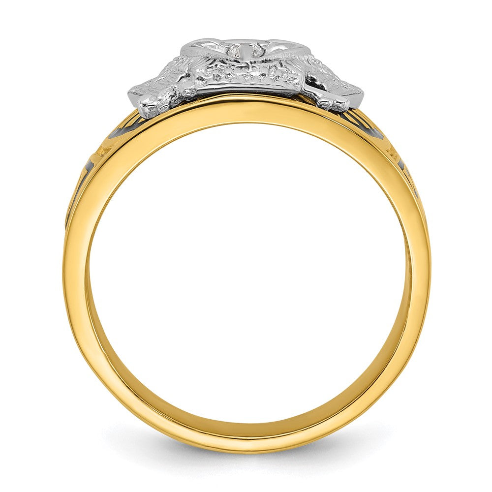 10k Two-tone Gold Black Enamel and Diamond 32nd Degree Scottish Rite Masonic Ring
