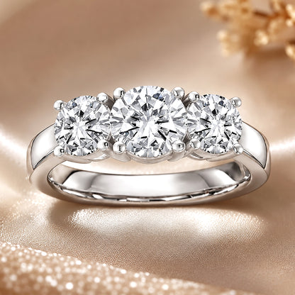 14k Gold Lab Grown Diamond 3-Stone Engagement Ring D-E Color, VS Clarity