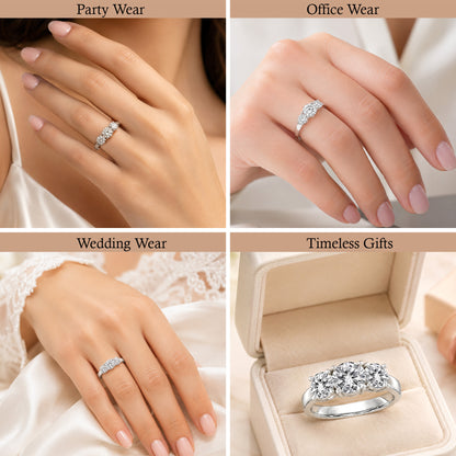 14k Gold Lab Grown Diamond 3-Stone Engagement Ring D-E Color, VS Clarity