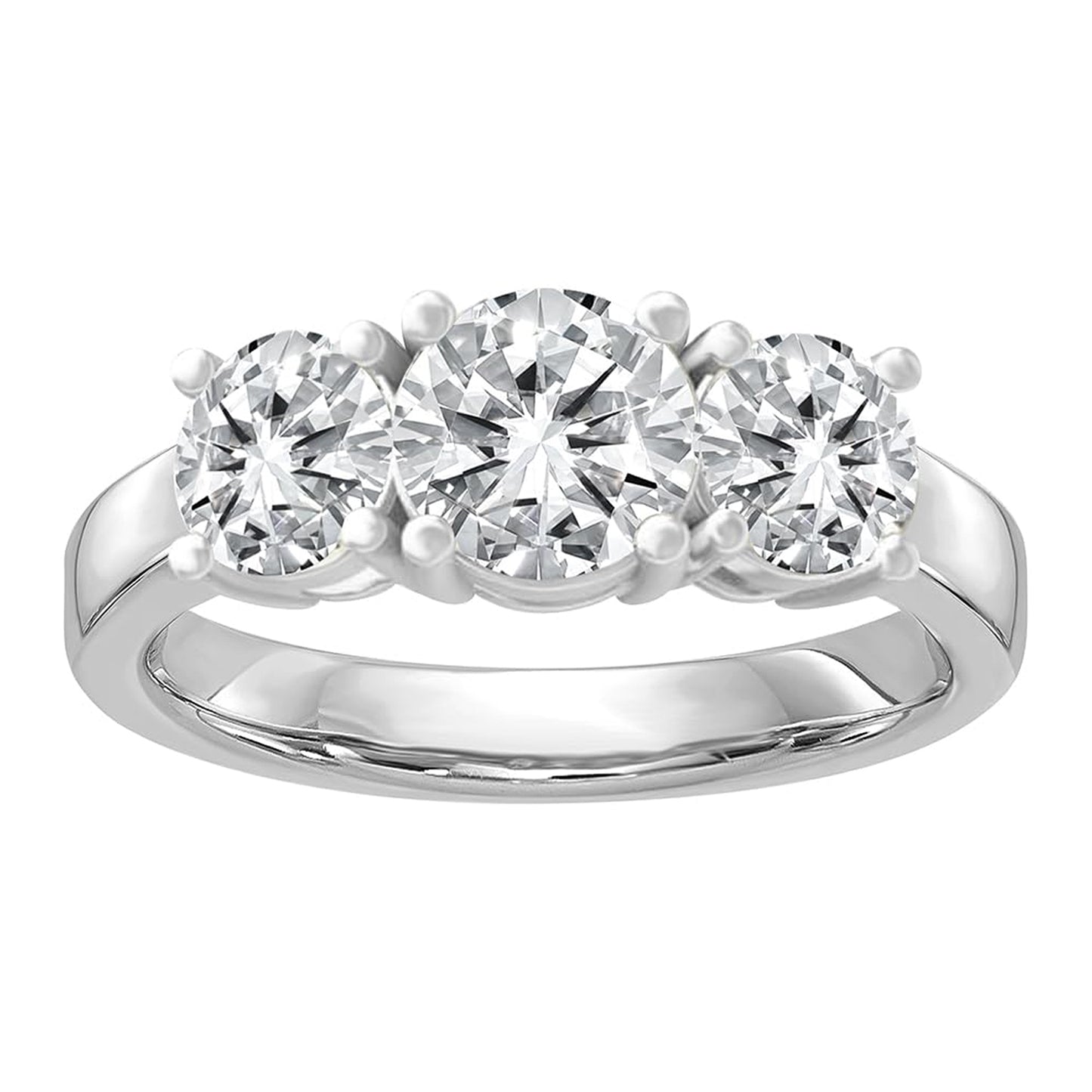 14k Gold Lab Grown Diamond 3-Stone Engagement Ring D-E Color, VS Clarity