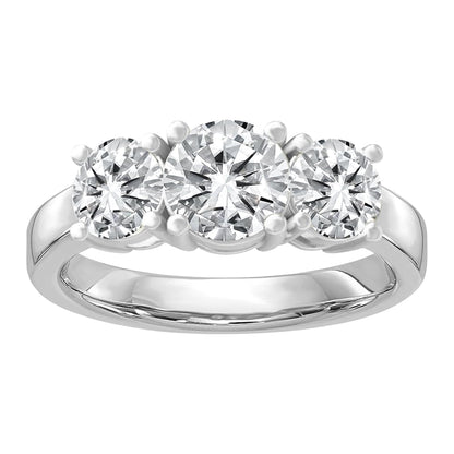 14k Gold Lab Grown Diamond 3-Stone Engagement Ring D-E Color, VS Clarity