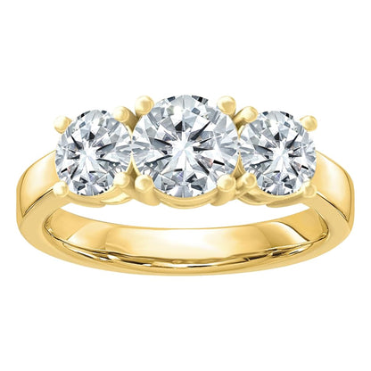 14k Gold Lab Grown Diamond 3-Stone Engagement Ring D-E Color, VS Clarity