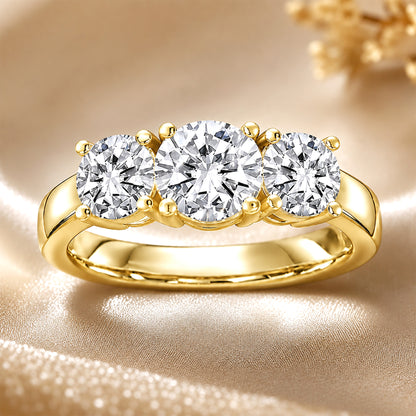 14k Gold Lab Grown Diamond 3-Stone Engagement Ring D-E Color, VS Clarity