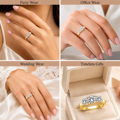 14k Gold Lab Grown Diamond 3-Stone Engagement Ring D-E Color, VS Clarity