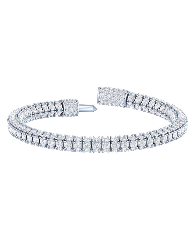 14k White Gold Round Cut Lab Grown Diamond Fancy Tennis Bracelet VS Clarity, E-F Color