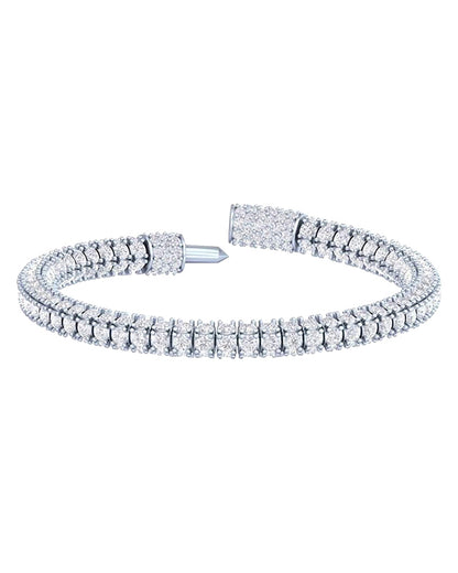 14k White Gold Round Cut Lab Grown Diamond Fancy Tennis Bracelet VS Clarity, E-F Color
