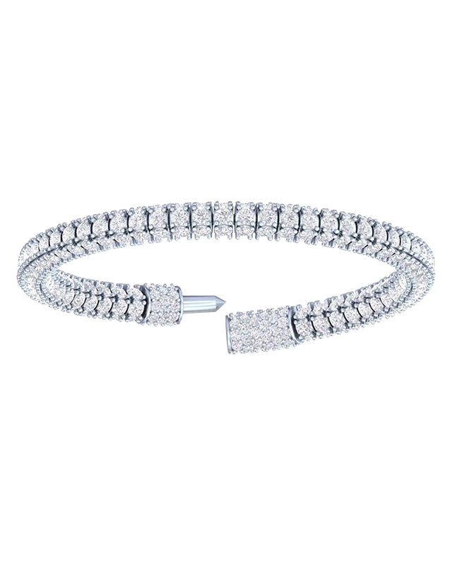 14k White Gold Round Cut Lab Grown Diamond Fancy Tennis Bracelet VS Clarity, E-F Color