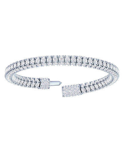 14k White Gold Round Cut Lab Grown Diamond Fancy Tennis Bracelet VS Clarity, E-F Color