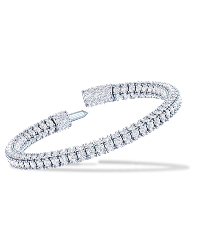14k White Gold Round Cut Lab Grown Diamond Fancy Tennis Bracelet VS Clarity, E-F Color
