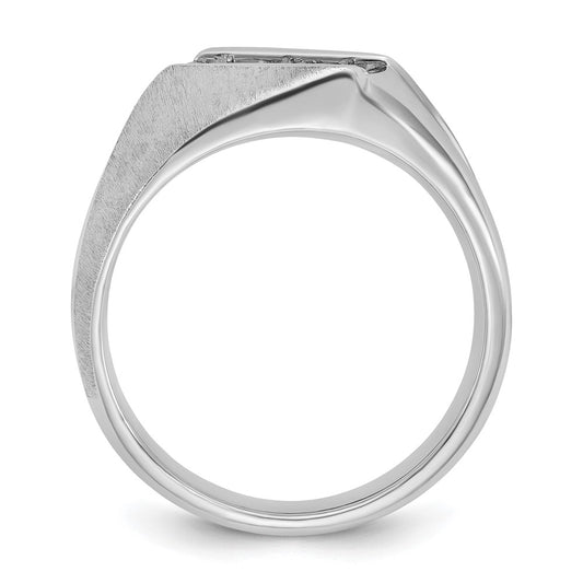 14k White Gold Men's Polished and Satin 3-Stone 1/2 Carat Diamond Ring Size 10