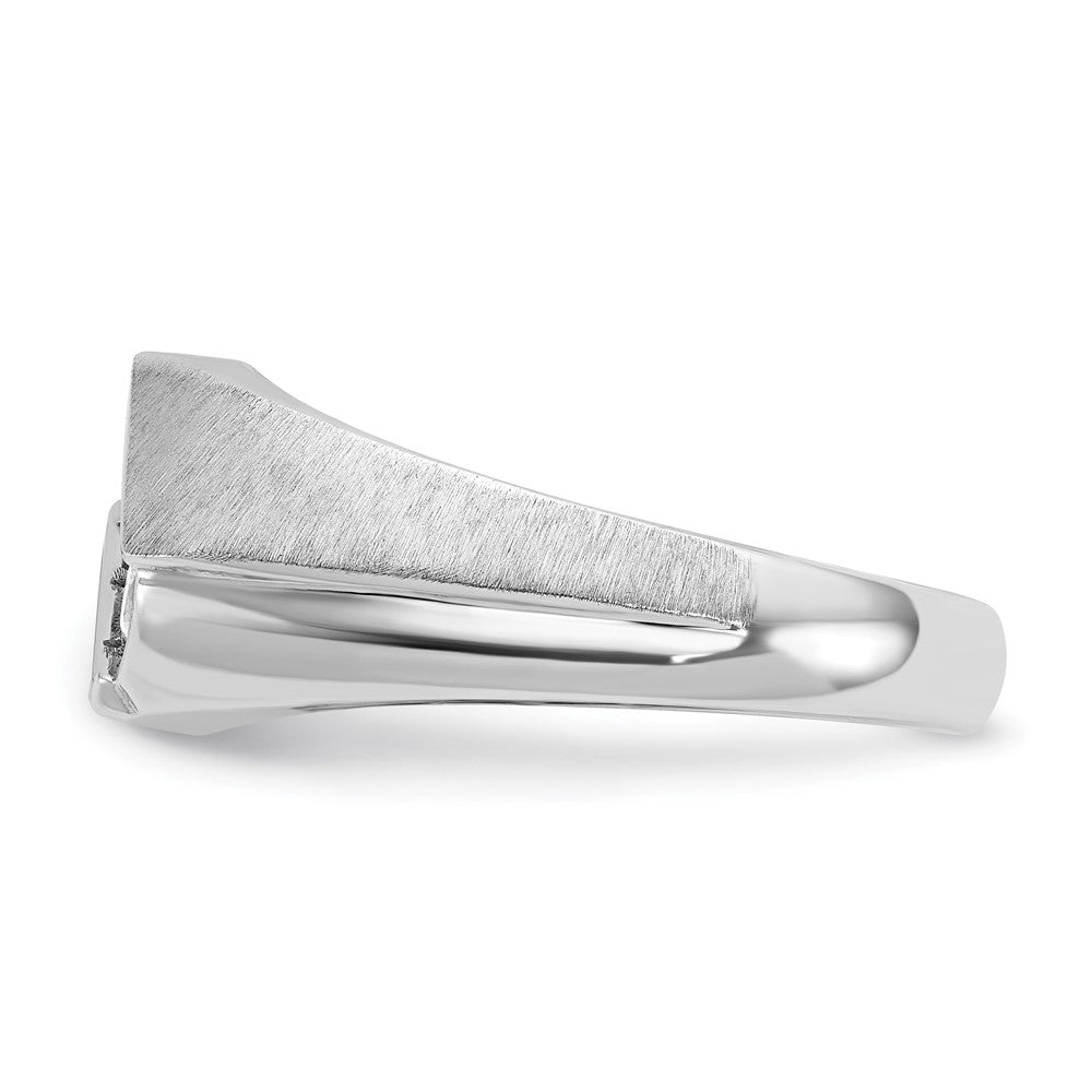 14k White Gold Men's Polished and Satin 3-Stone 1/2 Carat Diamond Ring Size 10