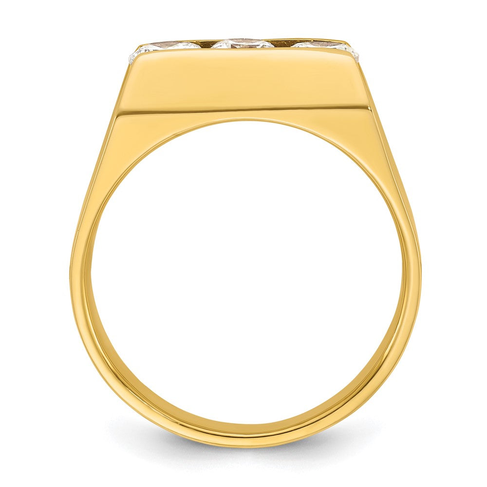 14k Yellow Gold Men's Polished 3-Stone 1 Carat Diamond Ring Size 10