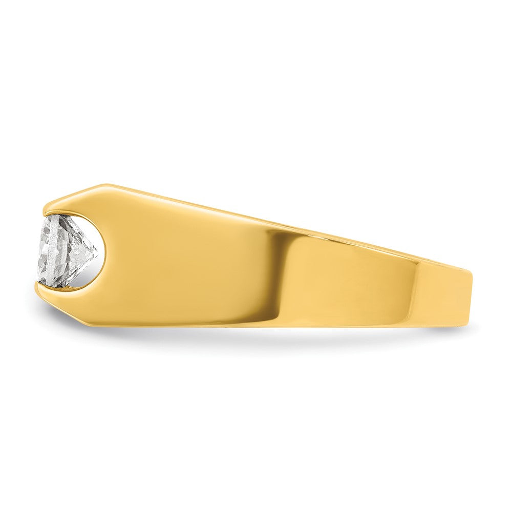 14k Yellow Gold Men's Polished 3-Stone 1 Carat Diamond Ring Size 10