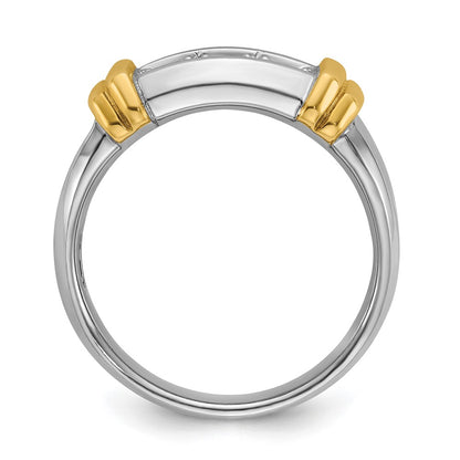 14k Two-tone Gold Men's Polished 0.50 Ct 3-Stone Diamond Ring Size 10