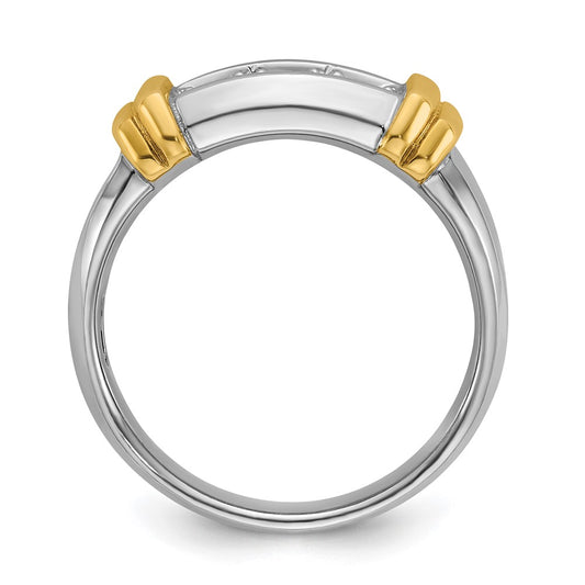 14k Two-tone Gold Men's Polished 0.50 Ct 3-Stone Diamond Ring Size 10