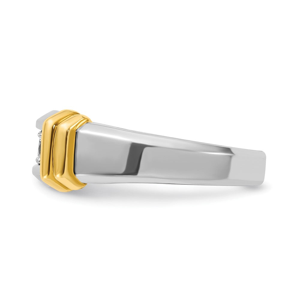14k Two-tone Gold Men's Polished 0.50 Ct 3-Stone Diamond Ring Size 10