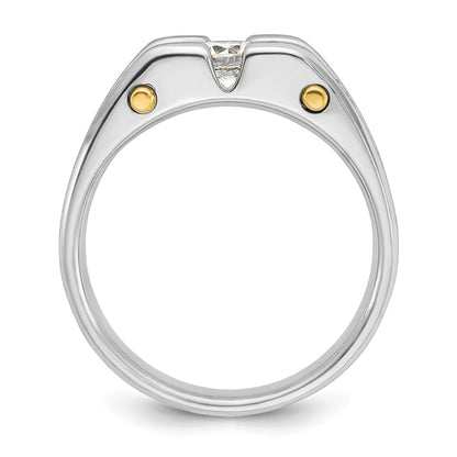 14k Two-tone Gold Men's Polished Satin and Cut-Out 3-Stone 3/4 Carat Diamond Ring Size 10