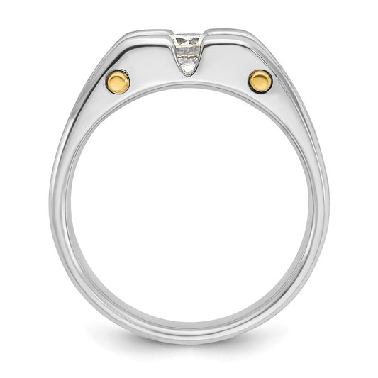 14k Two-tone Gold Men's Polished Satin and Cut-Out 3-Stone 3/4 Carat Diamond Ring Size 10