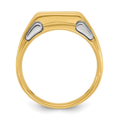14k Two-tone Gold Men's Polished 3-Stone 1/2 Carat Diamond Ring Size 10